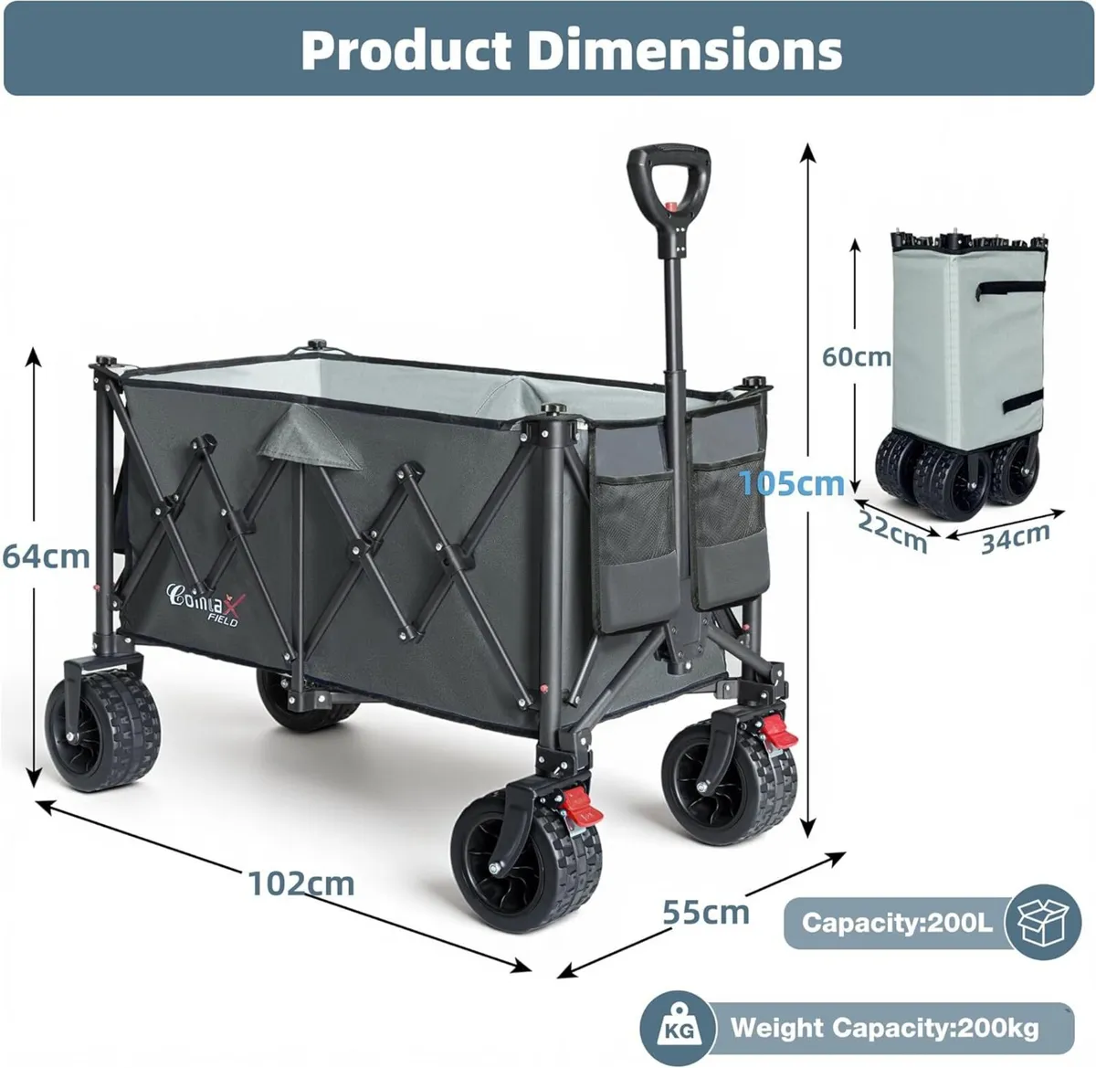 200L Festival Trolley on Wheels 200KG Folding - Image 2