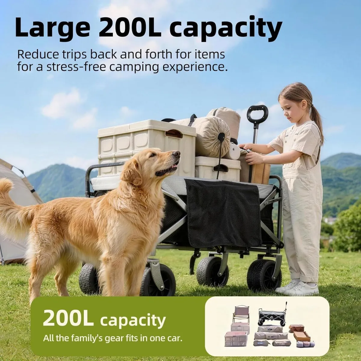 Festival Wagon Foldable Cart with Brakes 272KG - Image 4