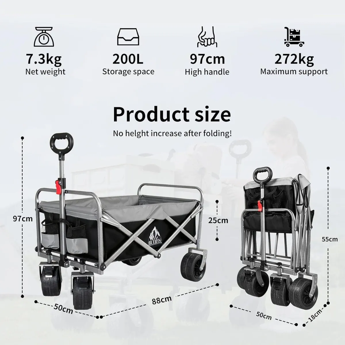 Festival Wagon Foldable Cart with Brakes 272KG - Image 2