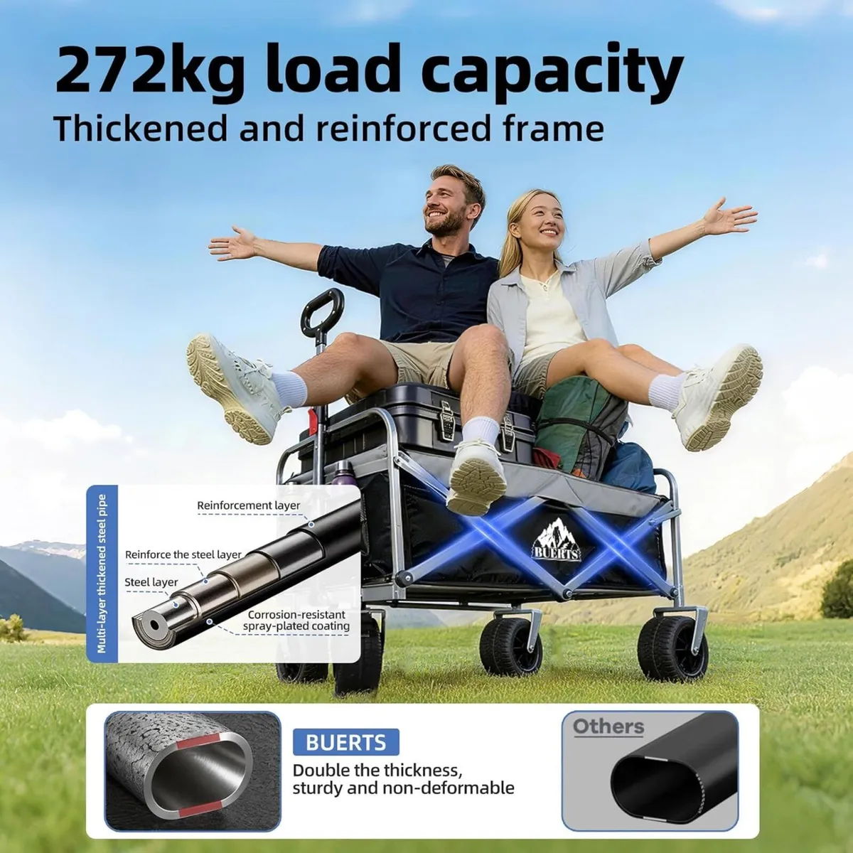 Festival Wagon Foldable Cart with Brakes 272KG - Image 3