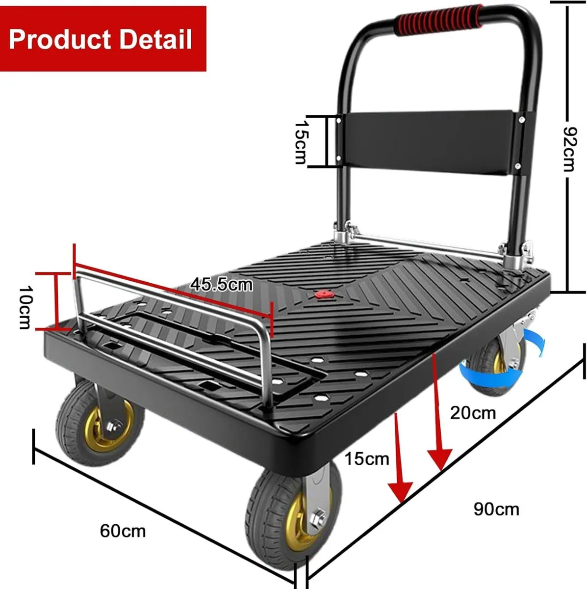 Folding Hand Truck Dolly Cart with Wheels - - Image 2