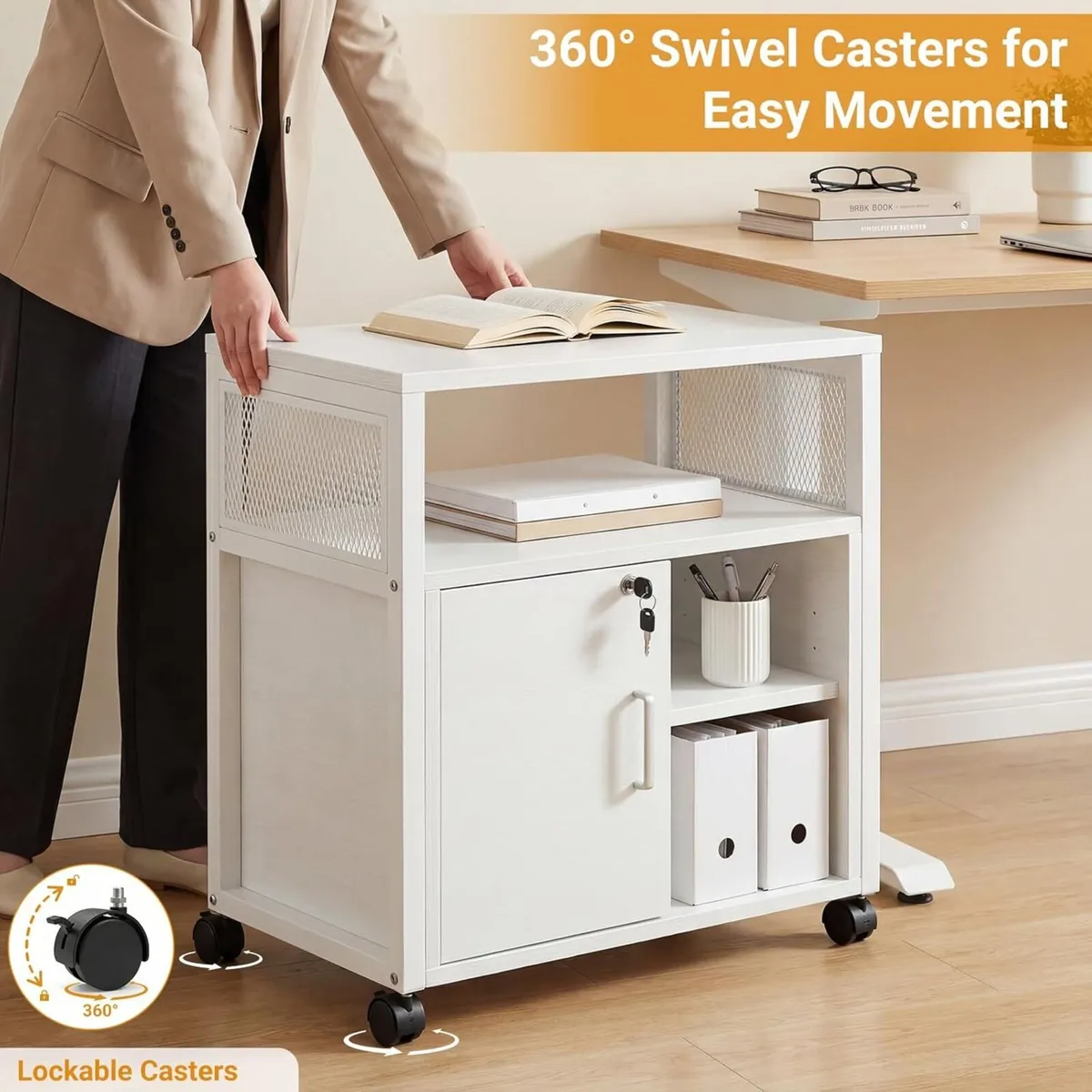 Rolling File Cabinet Lateral Filing on Wheels - Image 4