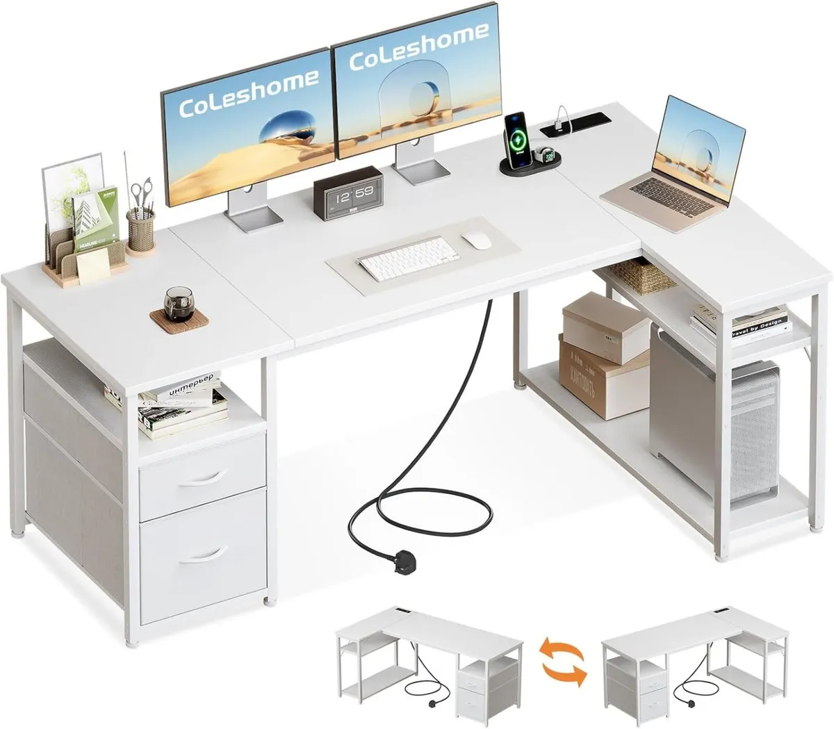 Computer Desk with Drawers 140x80 cm Corner - Image 1