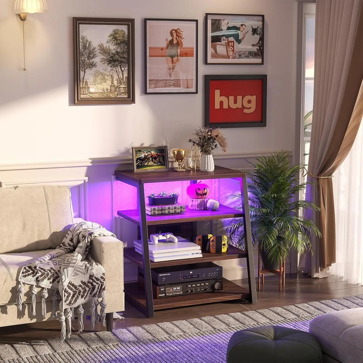 AV Media Stand with Outlets 4-Tier Console LED - Image 2