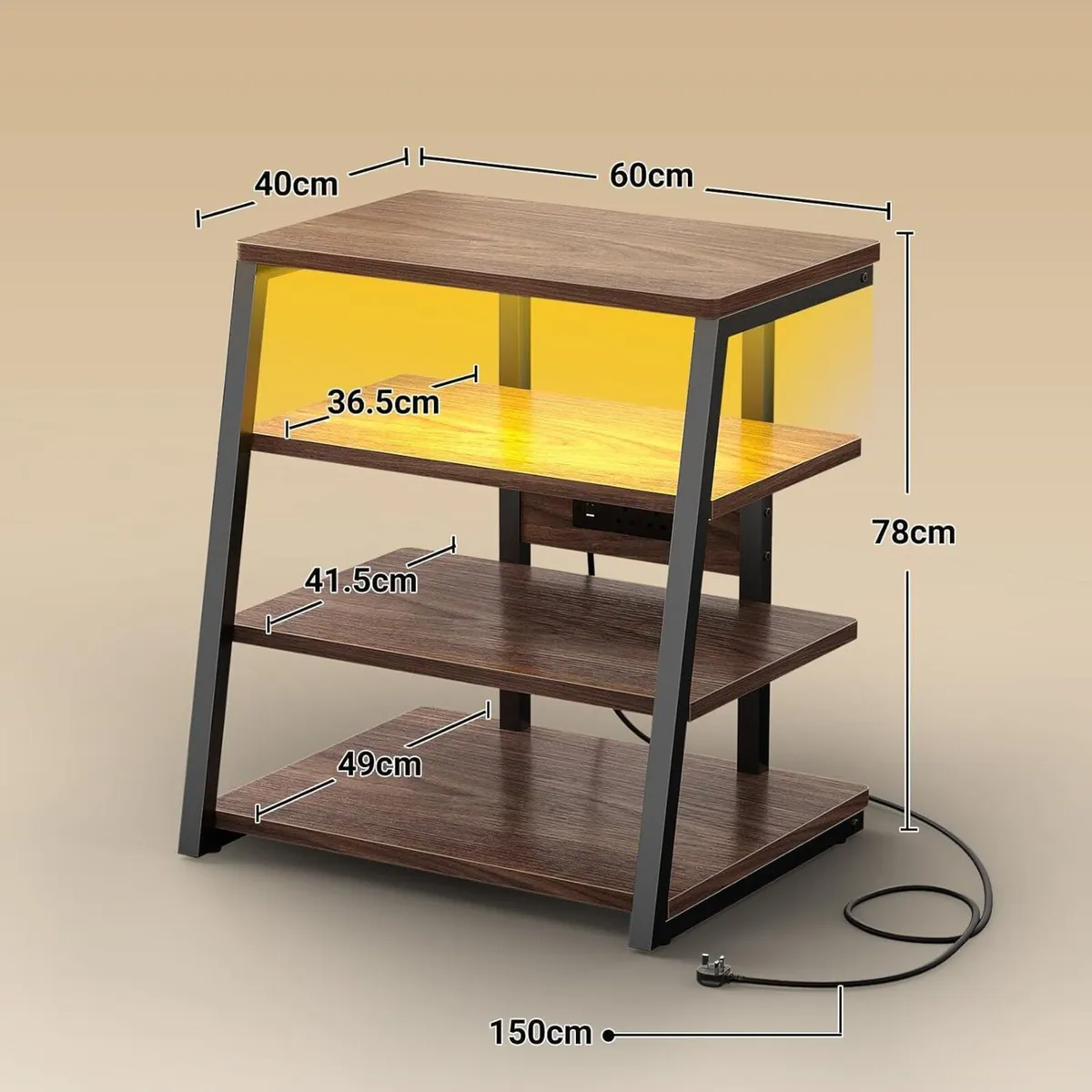 AV Media Stand with Outlets 4-Tier Console LED - Image 3
