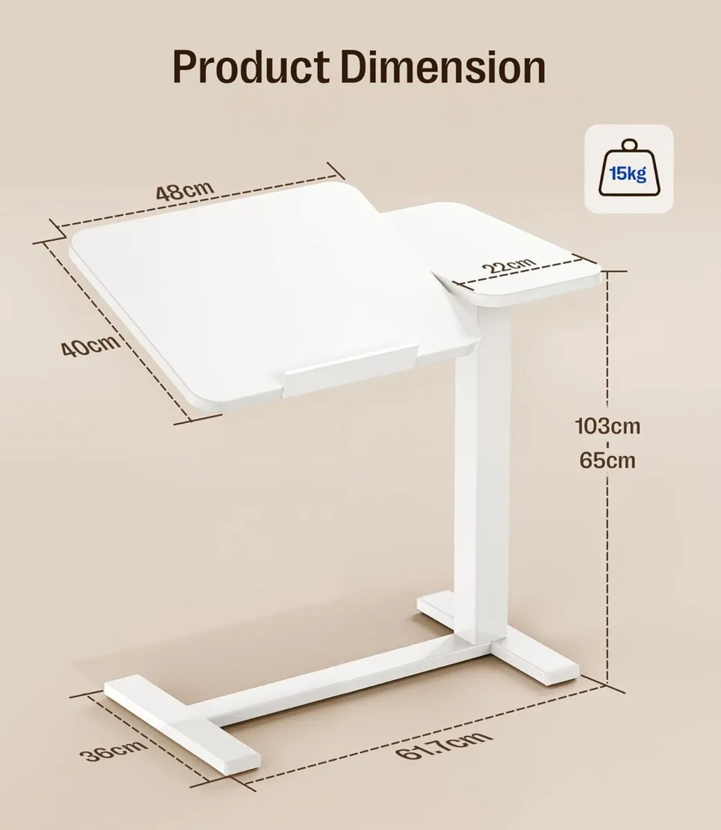 Fit Dual Overbed Table with Wheels C-Shape Height - Image 2