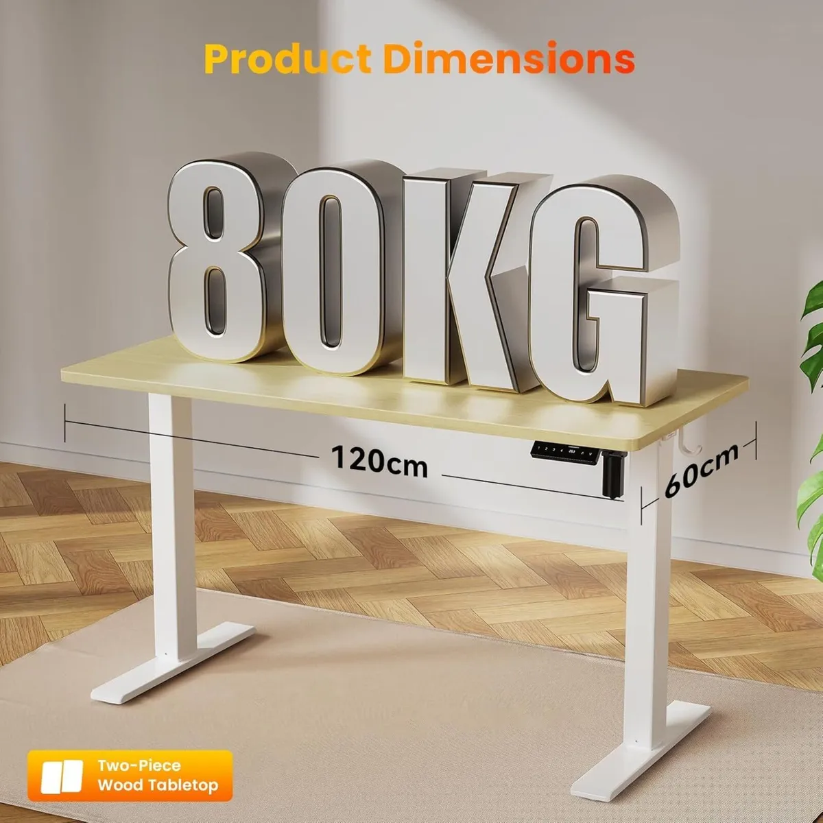 120 x 60 cm Standing Desk Electric Height - Image 3