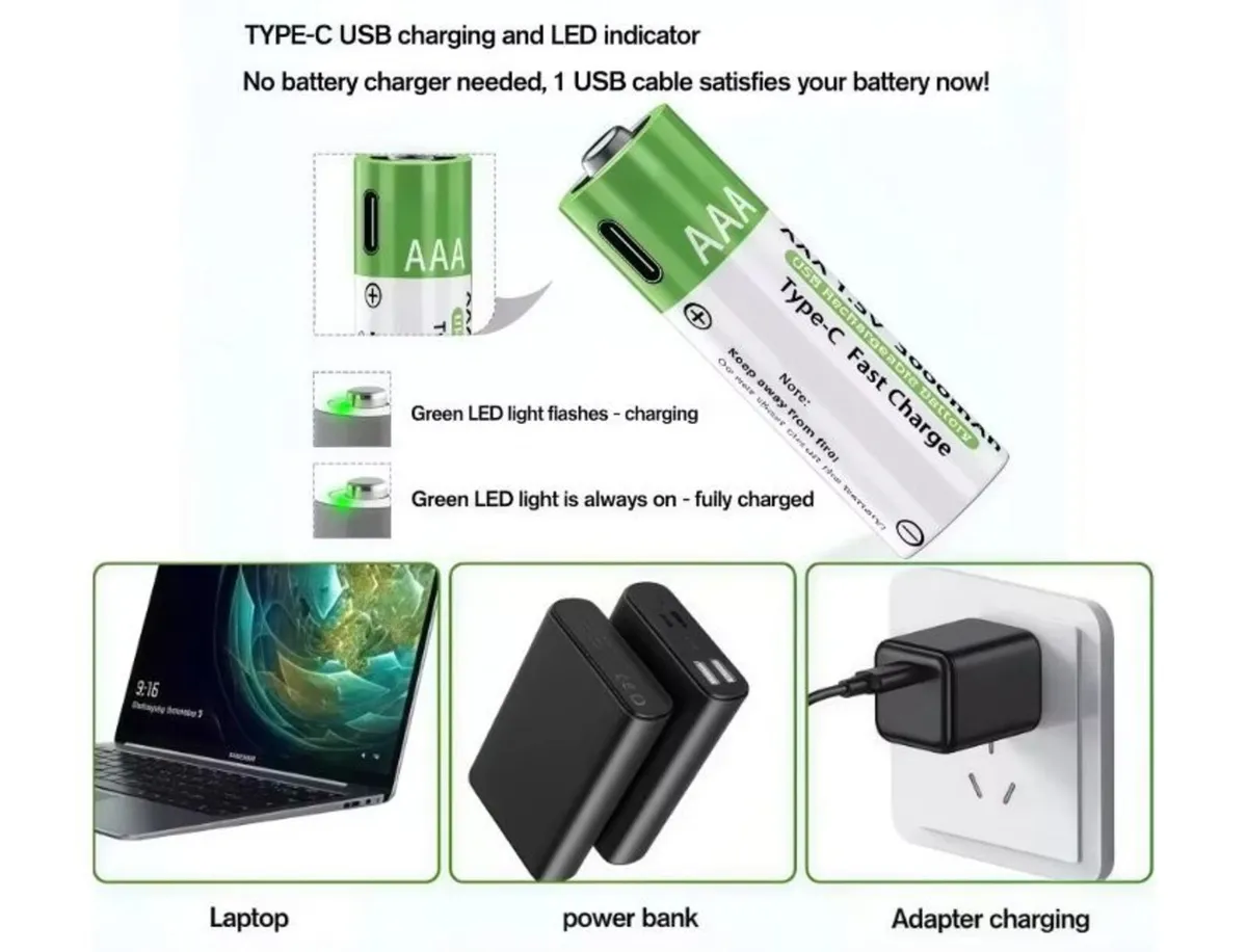 AAA Rechargeable Battery USB 1.5V - Image 3