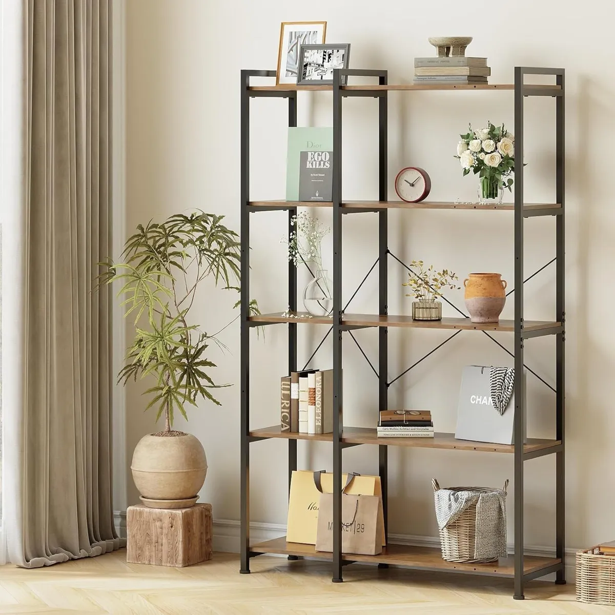 5 Tiers Corner Bookshelf Deformable Bookcases - Image 1