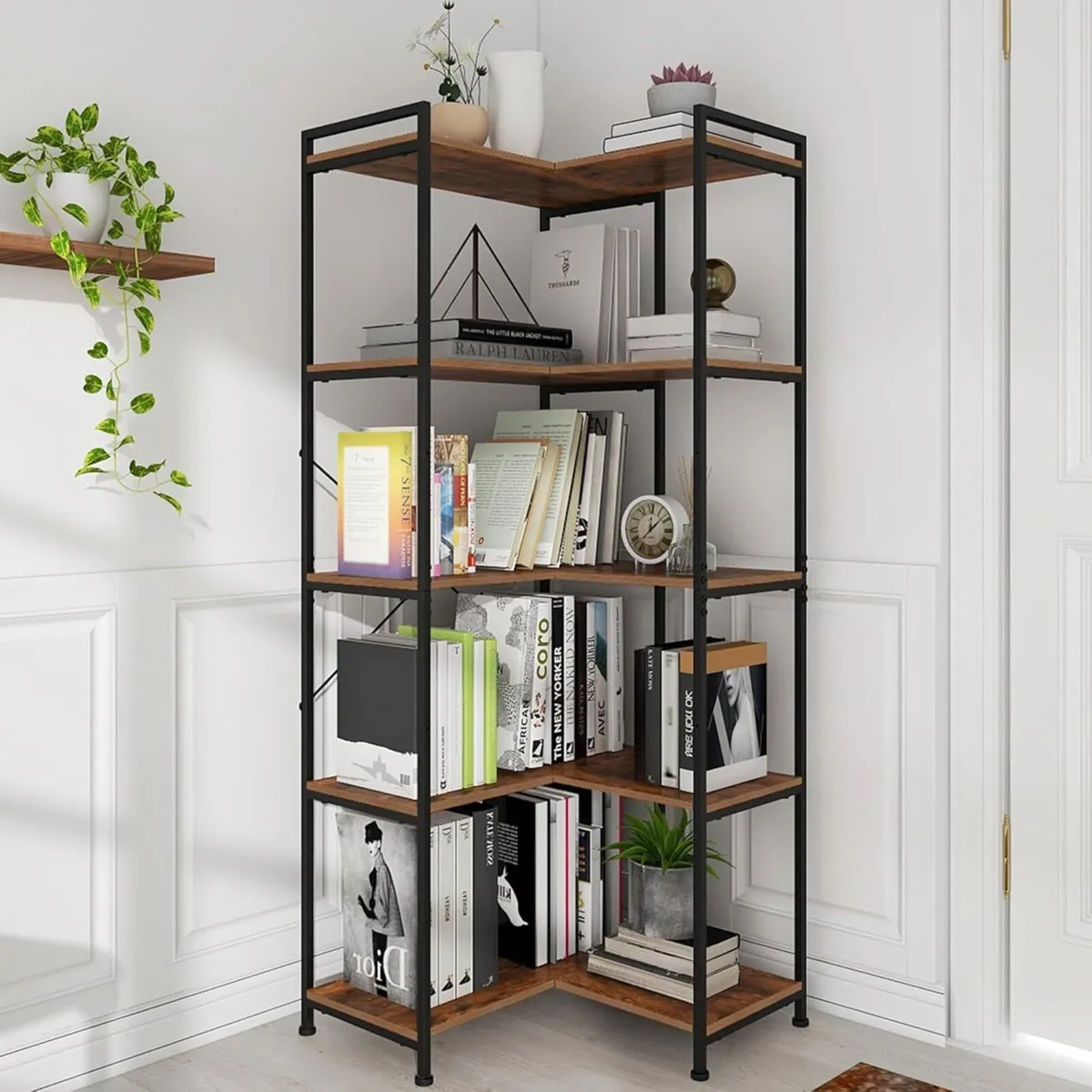5 Tiers Corner Bookshelf Deformable Bookcases - Image 3