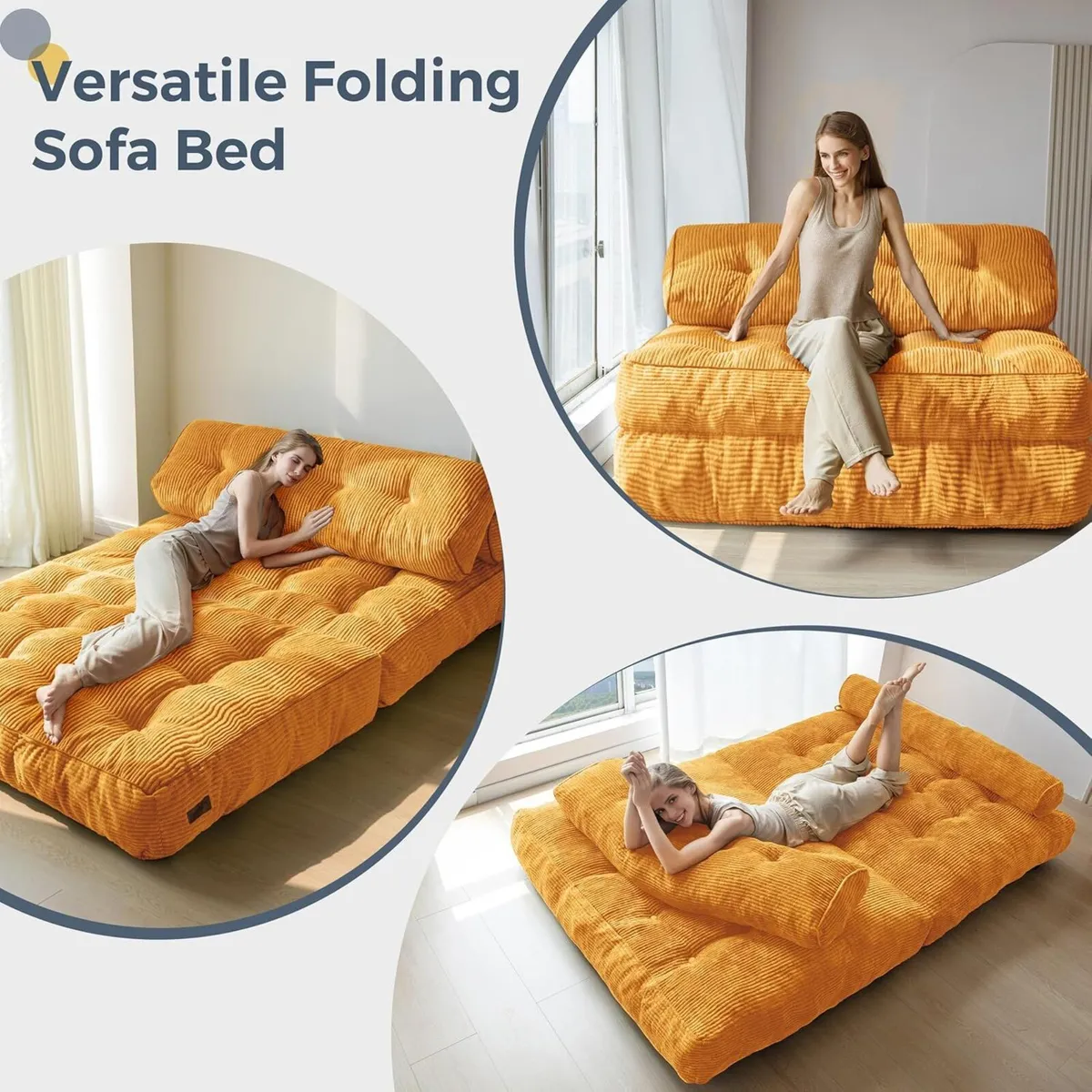 Folding Sofa Bed Convertible Sleeper Chair with - Image 4