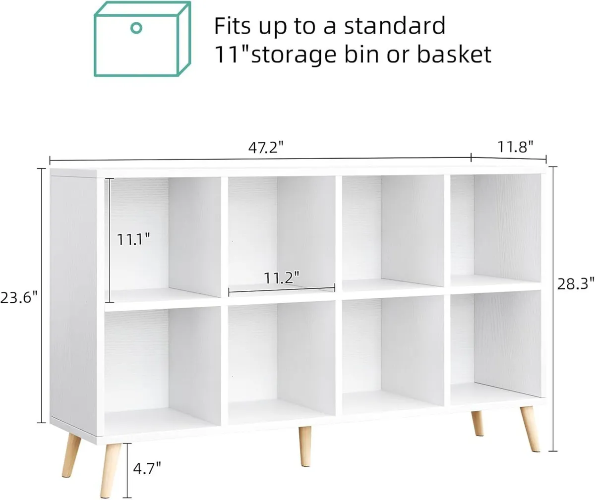 8-Cube Bookshelf 2 Tier Modern Bookcase with Legs - Image 3