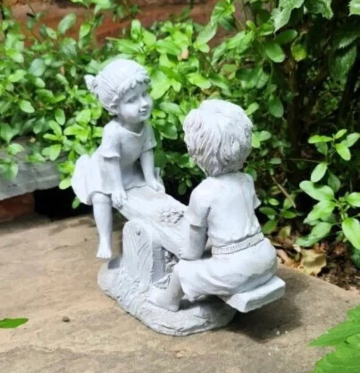 Garden Ornament Boy and Girl Seesaw Stone Effect - Image 4