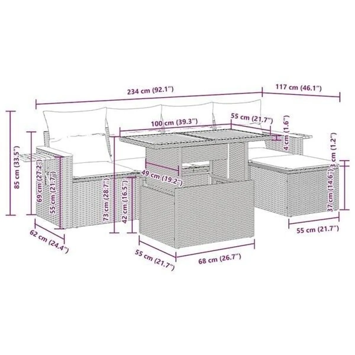 Garden modular sofa with storage - Image 4