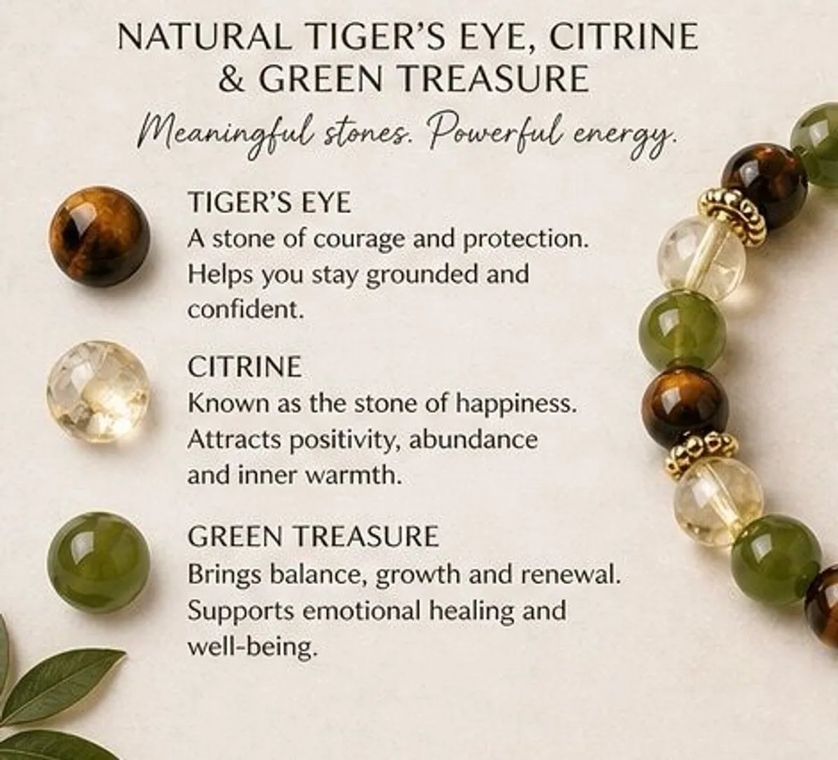 Menopause Wellness Bracelet - Tiger's Eye, Citrine & Green Gemstone Self Care Gift - Image 3