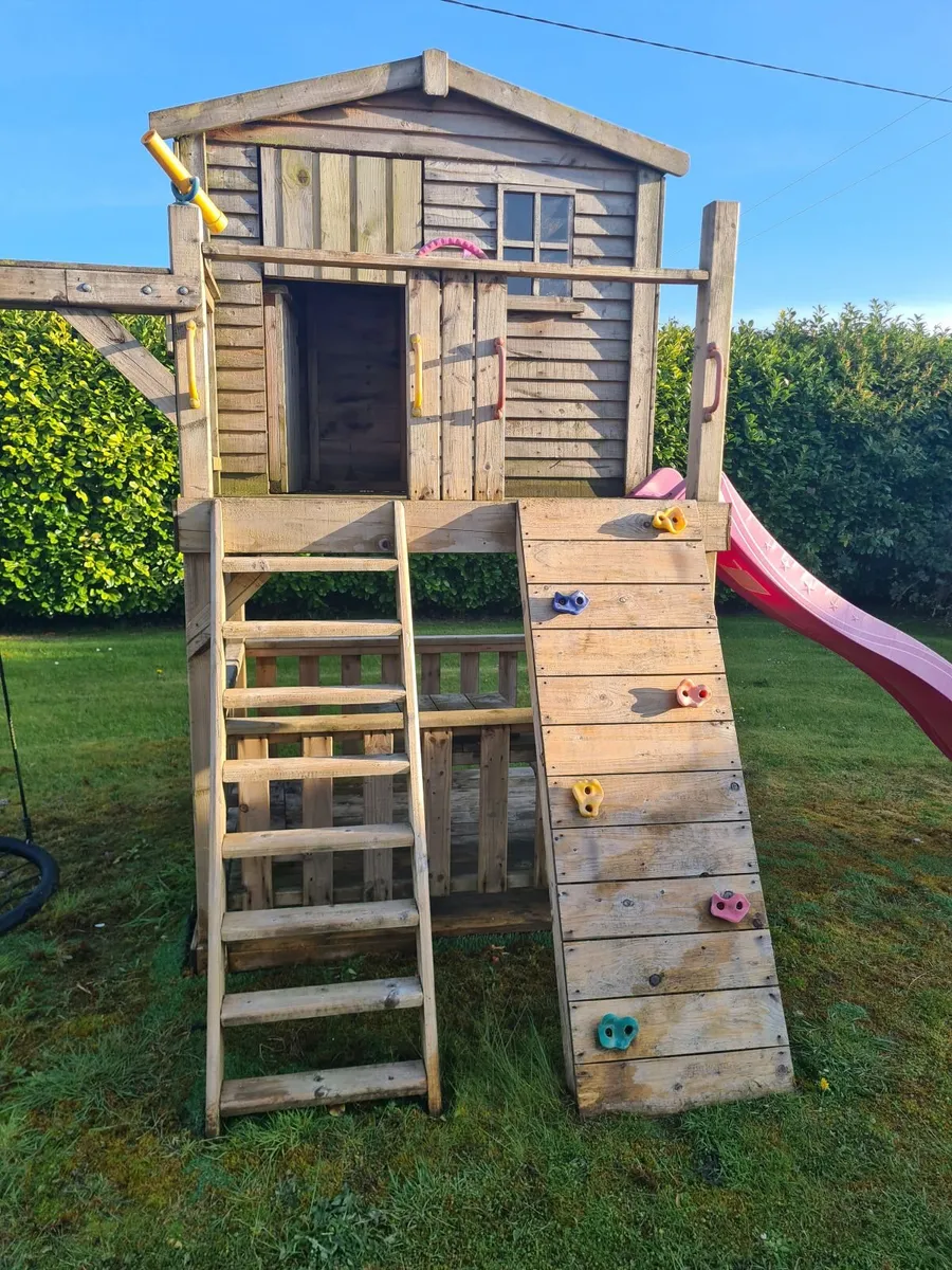 Wooden Garden Playhouse,Swing,Slide Set - Image 4