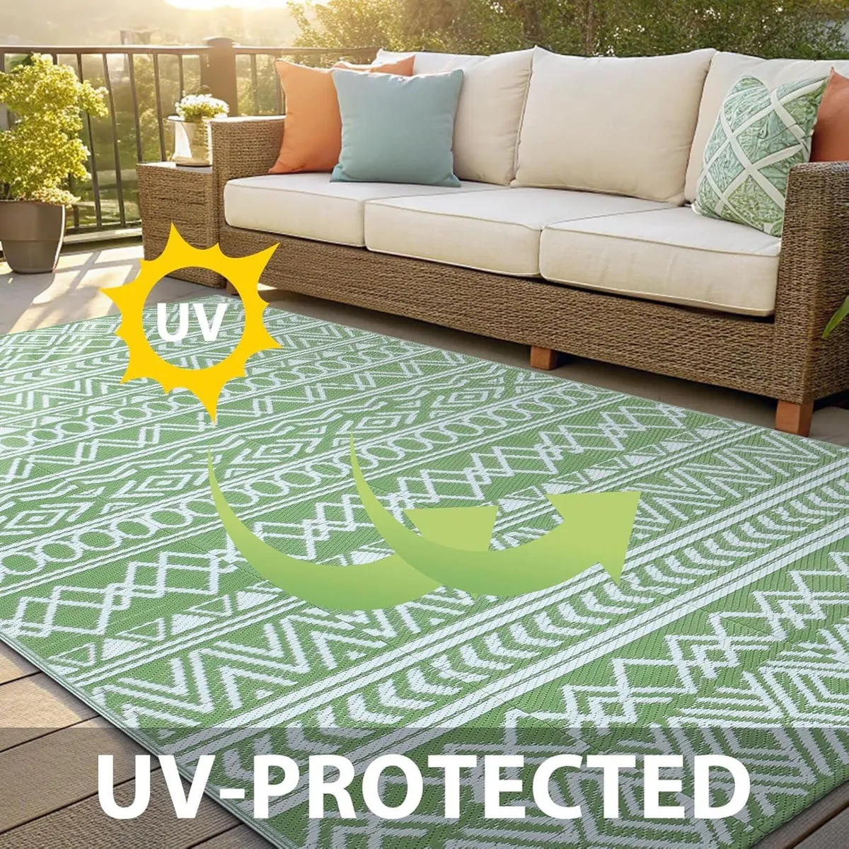 Large Outdoor Rug for Patios Waterproof Anti-slip - Image 3