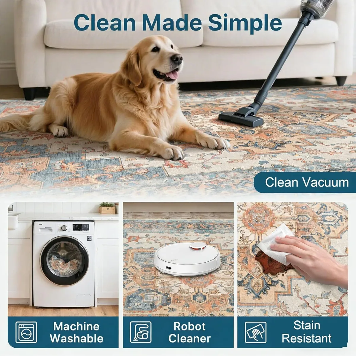 Rugs Living Room Large 160x230cm Vintage Boho - Image 3