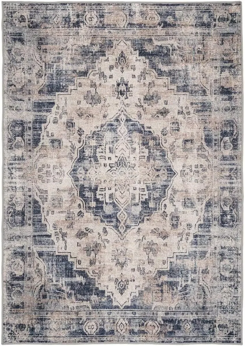 Machine Washable Traditional Distressed Blue - Image 3