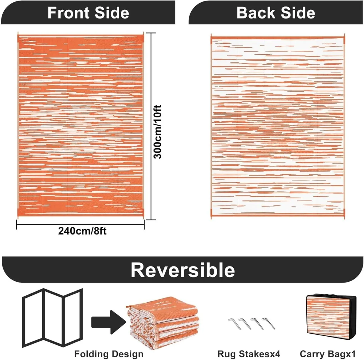 Outdoor Rugs for Patios Orange 240 x 300 cm Large - Image 2