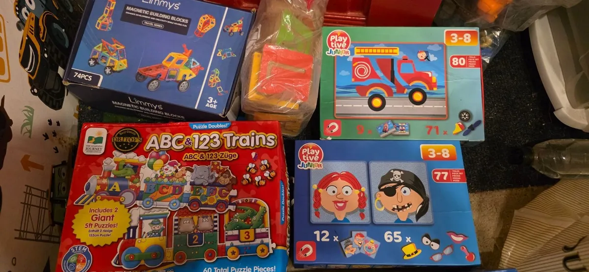 Set of 7 - Games,  Giant Jigsaw puzzles, Blocks - Image 3