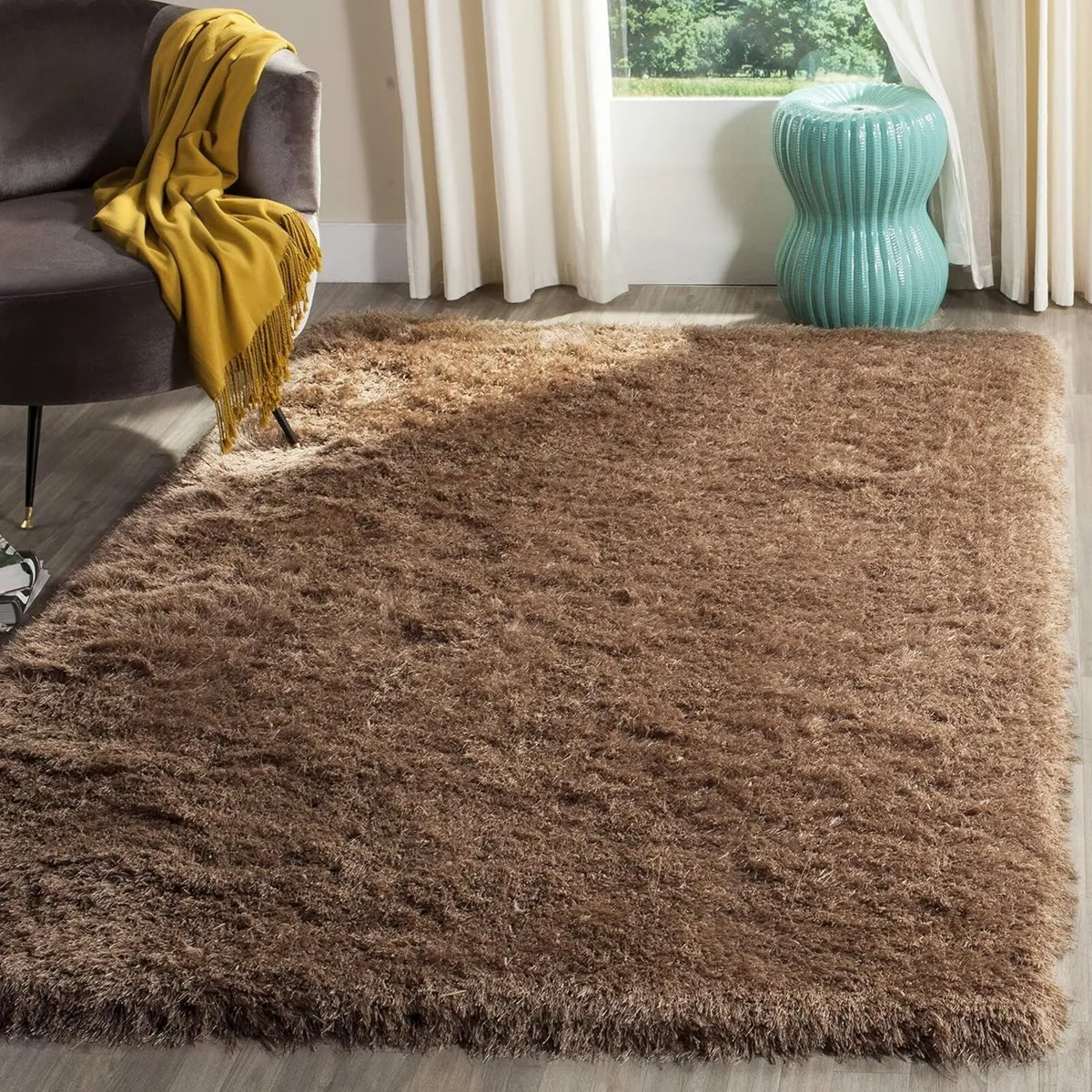 Shaggy Indoor Hand Tufted Rectangle Area Rug - Image 1