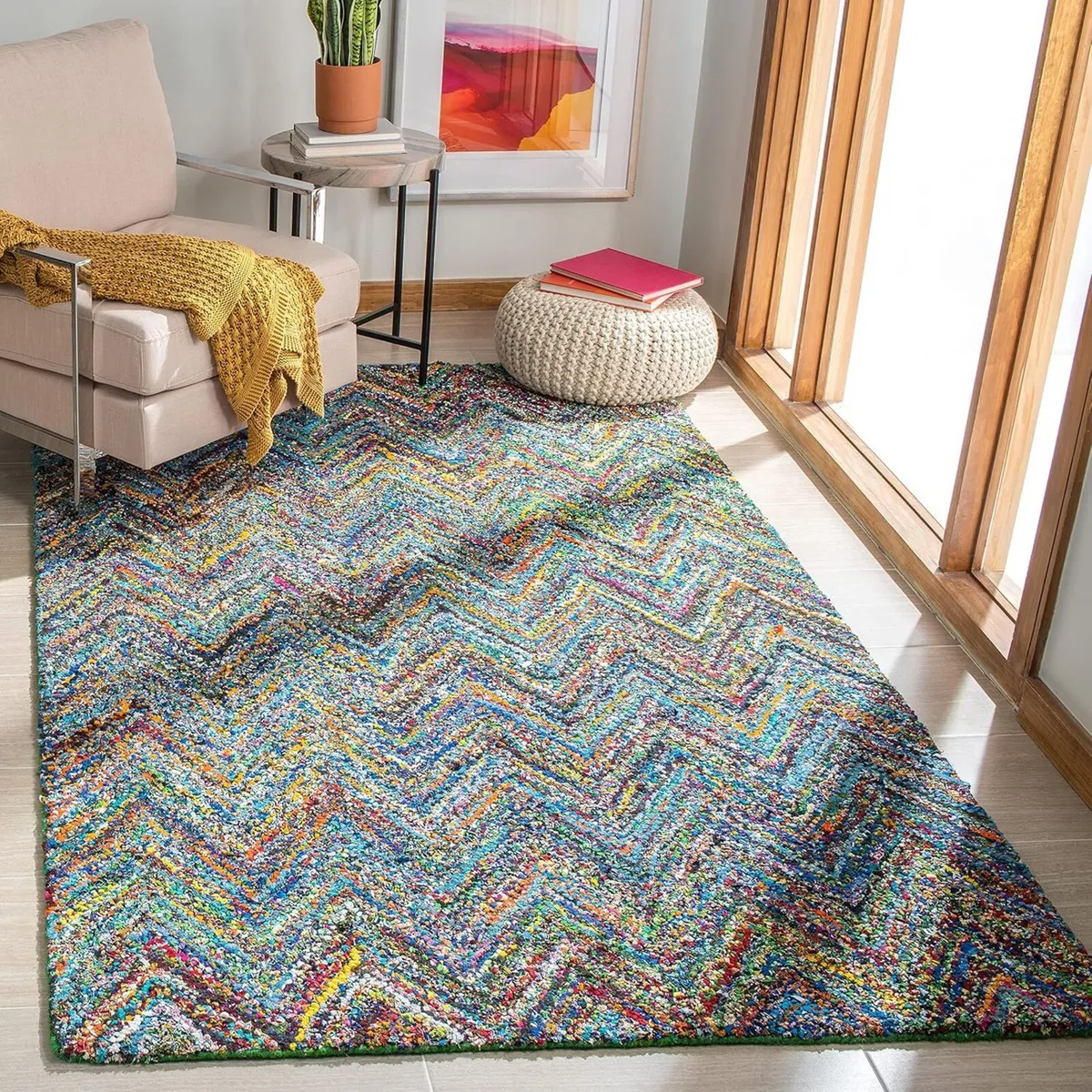 Transitional Indoor Hand Tufted Rectangle Area - Image 1