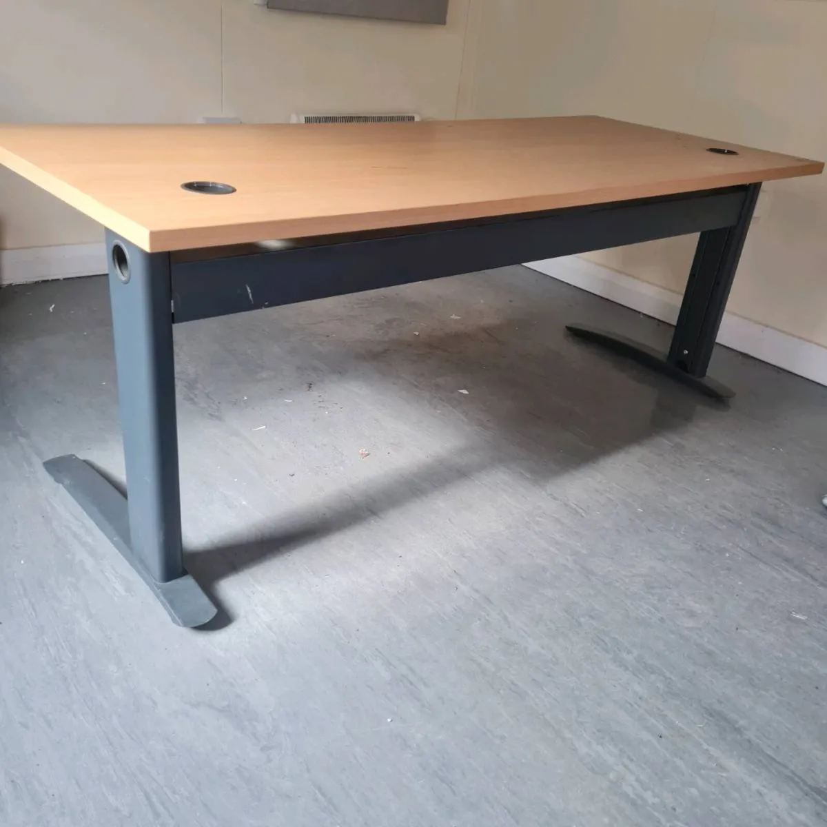 2 metre beech office desk - Image 1