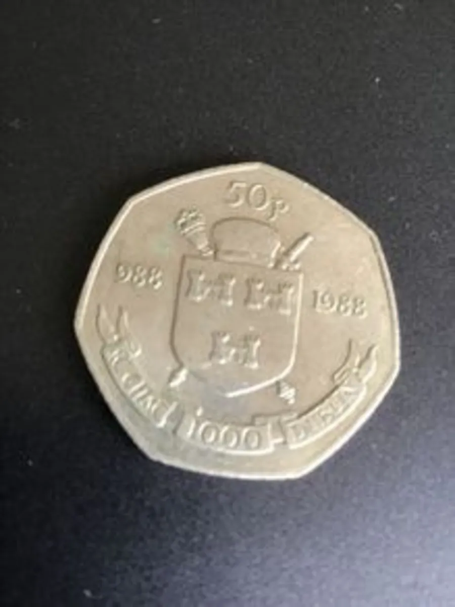 1988 Dublin Millennium commemorative 50-pence coin