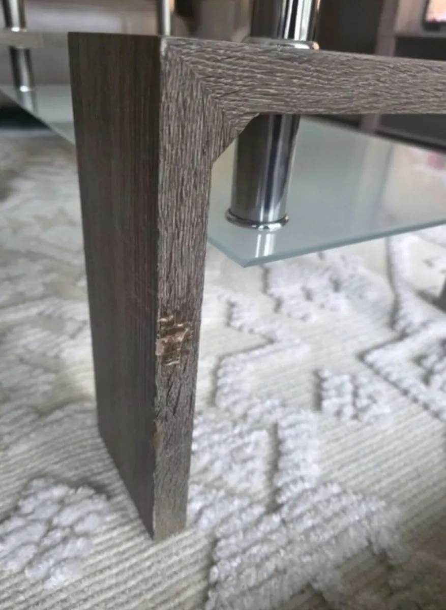 Walnut glass coffee table - Image 4