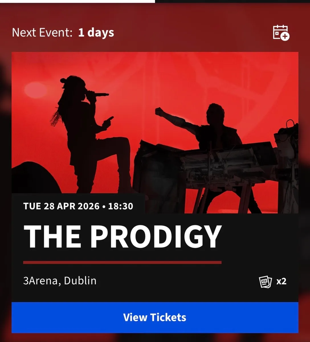2 x Tickets to Prodigy 28th April
