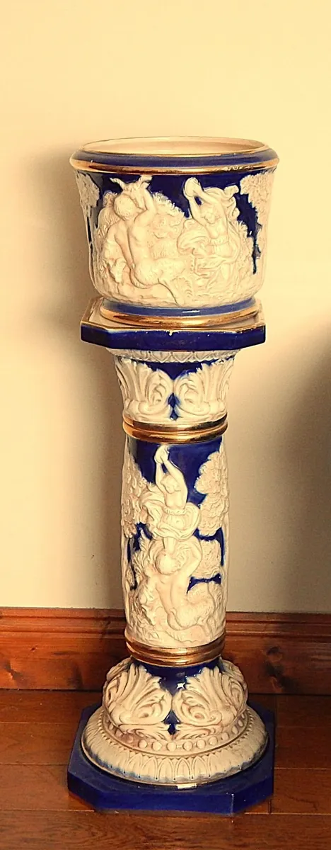 Large Vintage Italian Ceramic Pedestal Jardiniere - Image 1