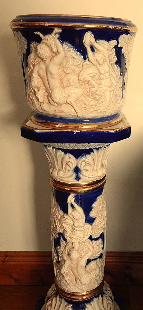Large Vintage Italian Ceramic Pedestal Jardiniere - Image 4
