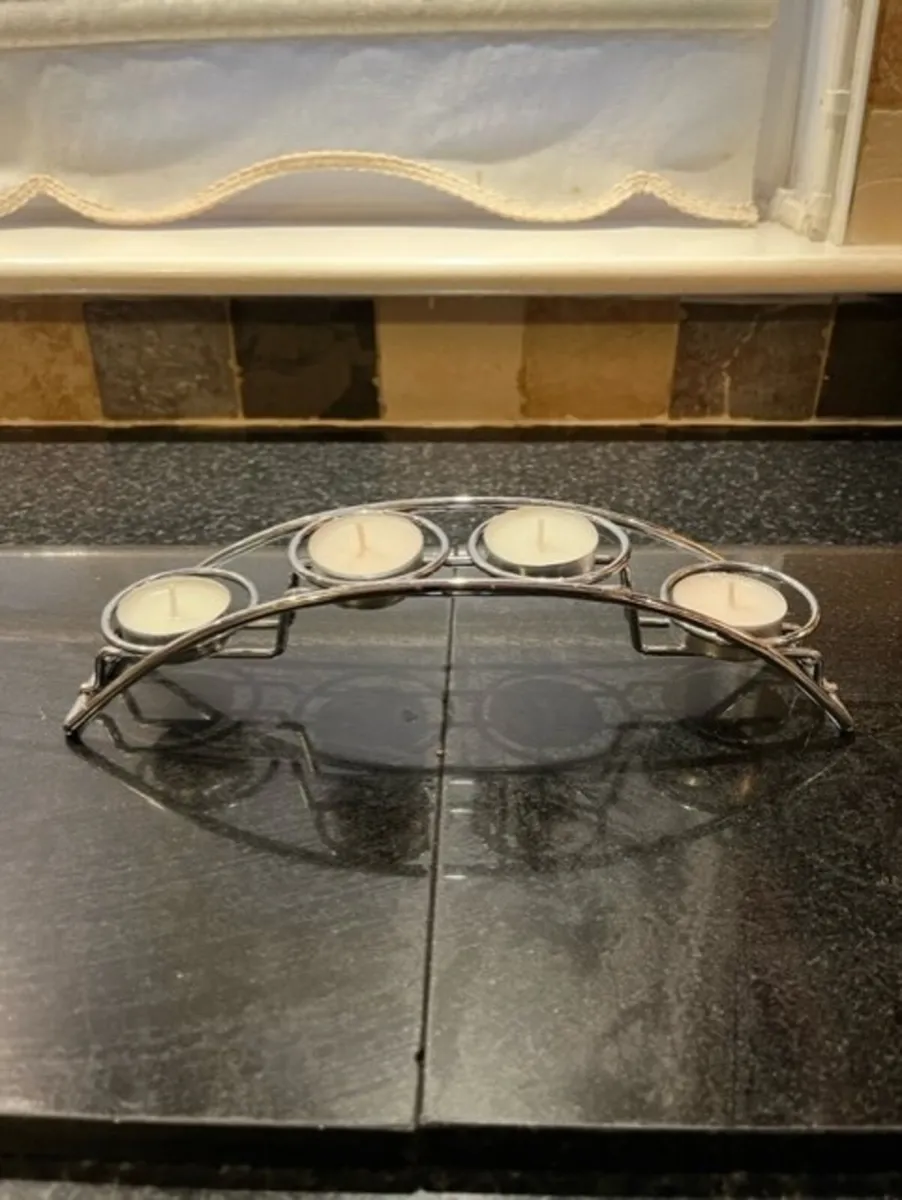 Chrome Candle Holder & Candle Set (Small) - Image 1