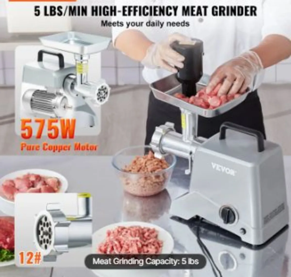 Electric Meat Grinder, 5 Lb/Min Capacity - Image 3