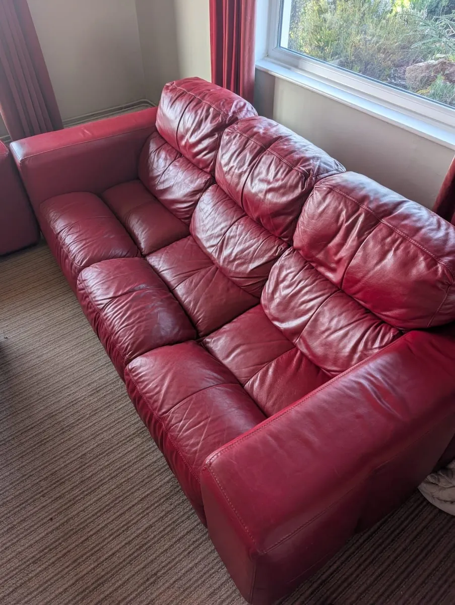 Real Leather Sofa Set - Image 1