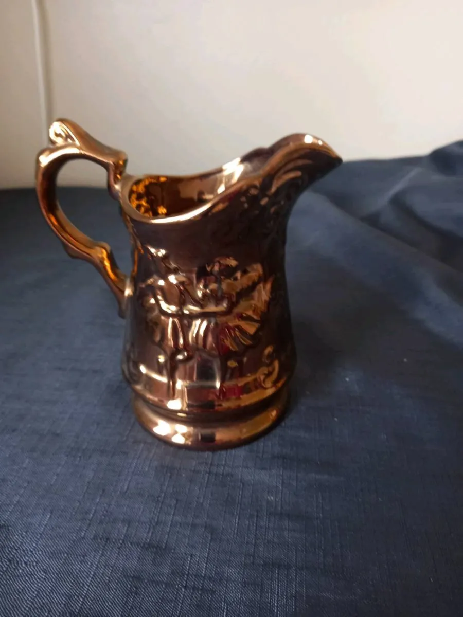 3 Copper Lusterware Pottery Jugs - Image 3