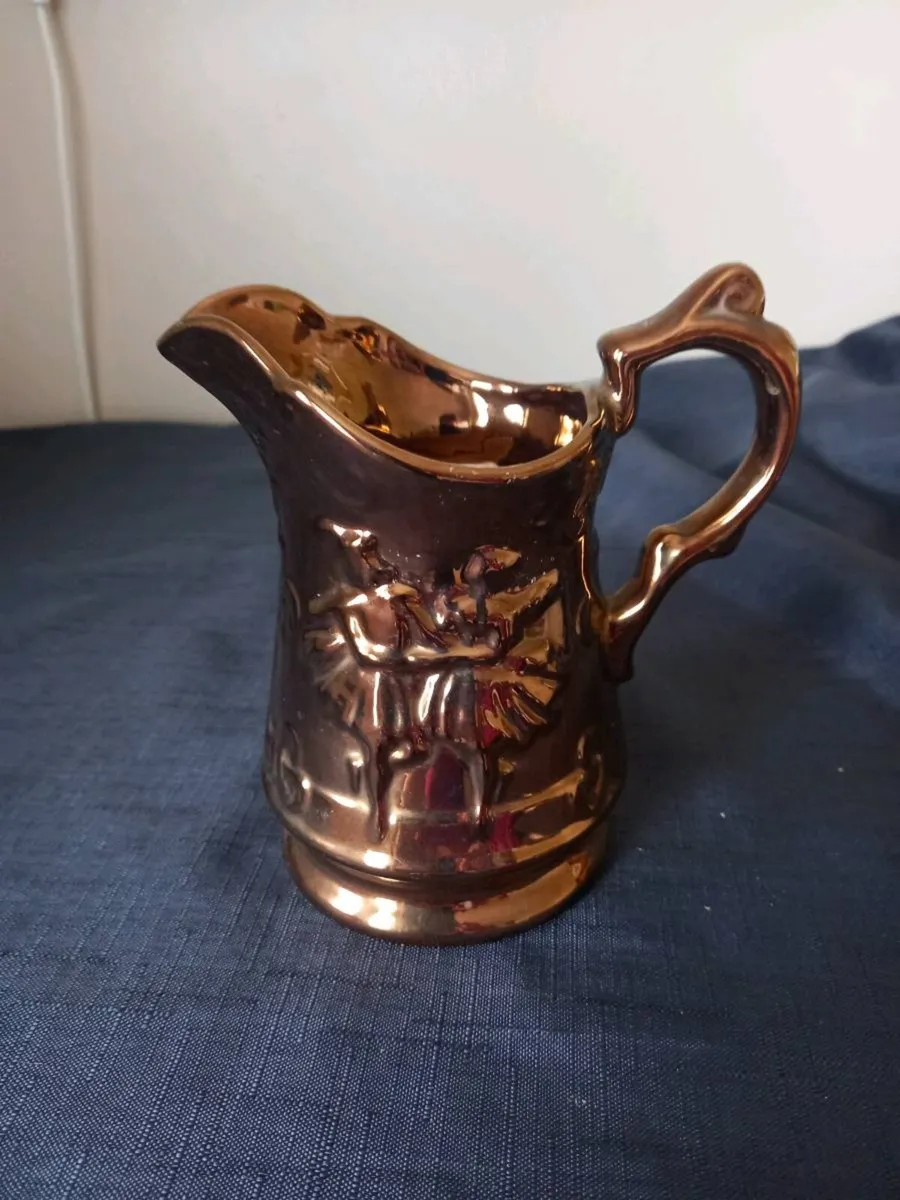 3 Copper Lusterware Pottery Jugs - Image 4