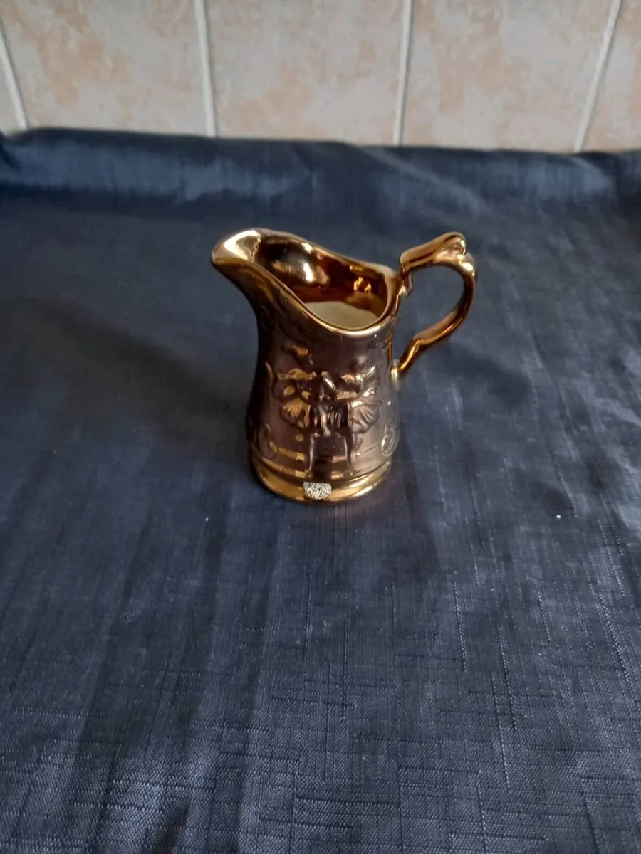 3 Copper Lusterware Pottery Jugs - Image 1