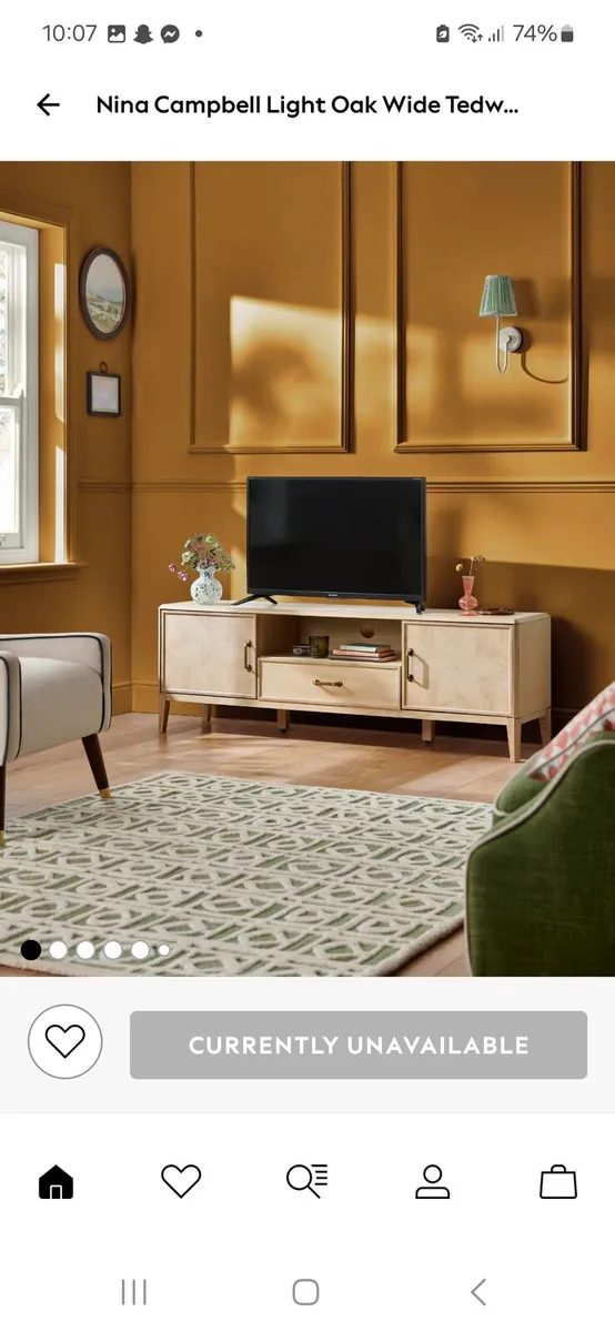 Nina Campbell Tedworth Oak TV Unit up to 60 inch - Image 1