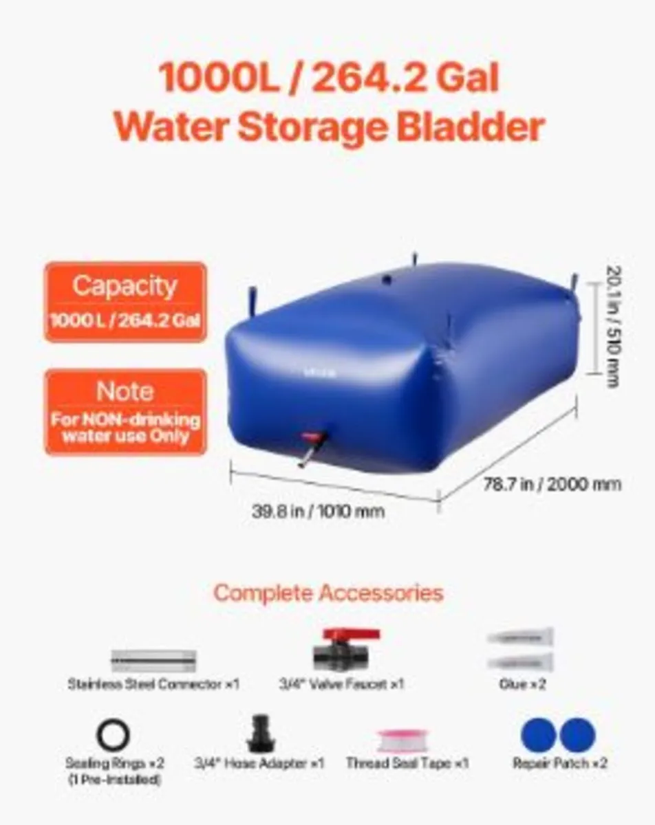 Water Storage Bladder 1000L Large Capacity - Image 2