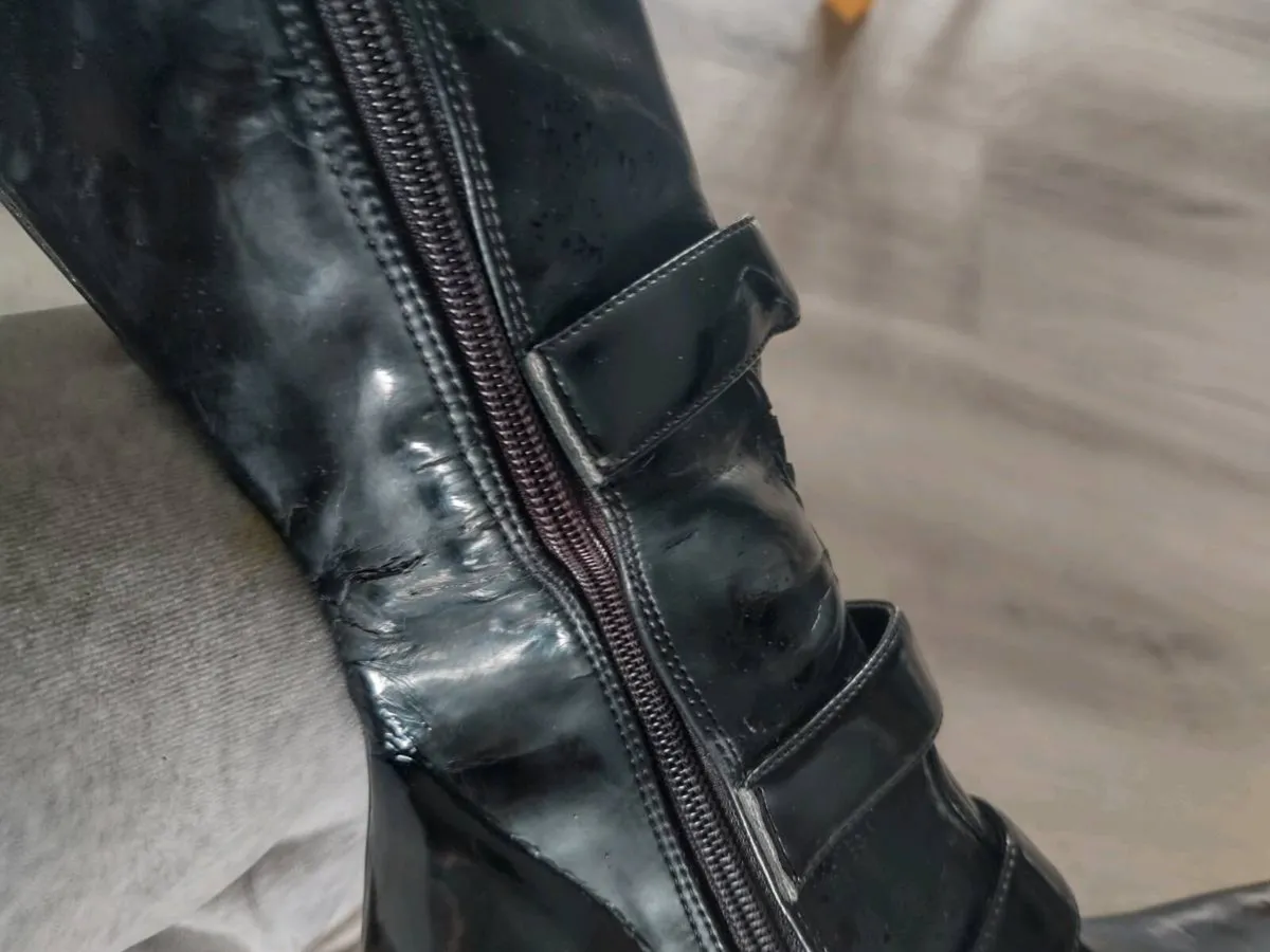 Black tall boots high heels size fits 35 36 - Image 2