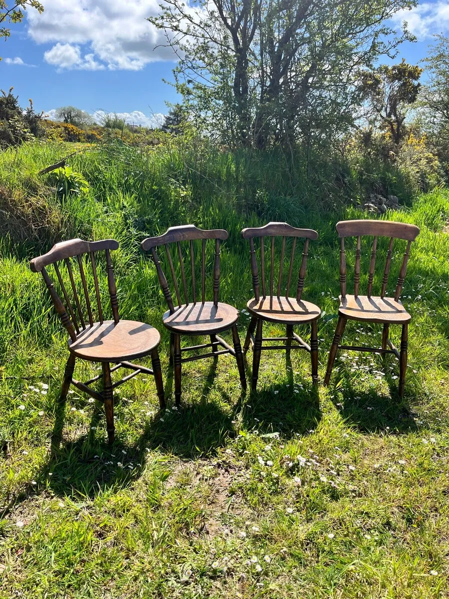 1930s Irish Farmhouse Beech Chairs x4 - Image 2