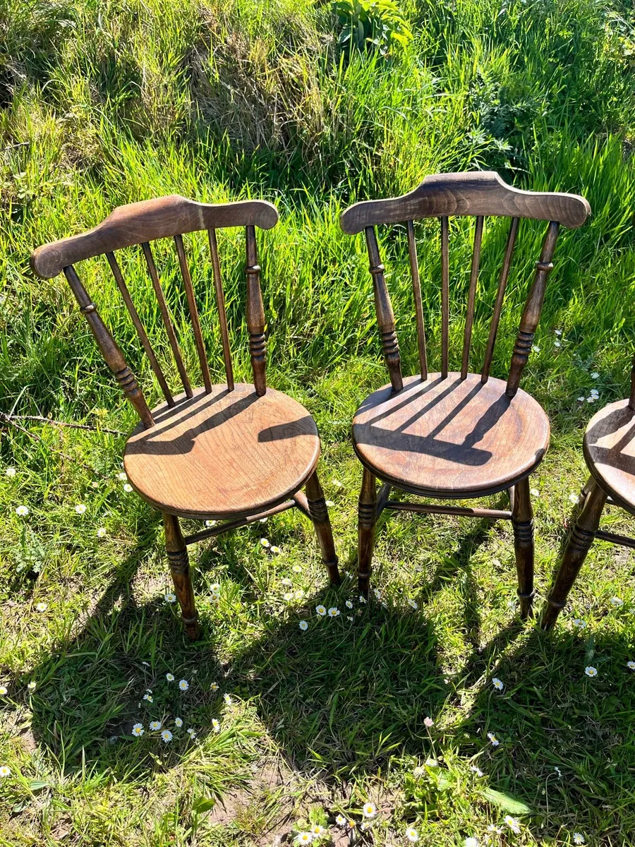 1930s Irish Farmhouse Beech Chairs x4 - Image 4