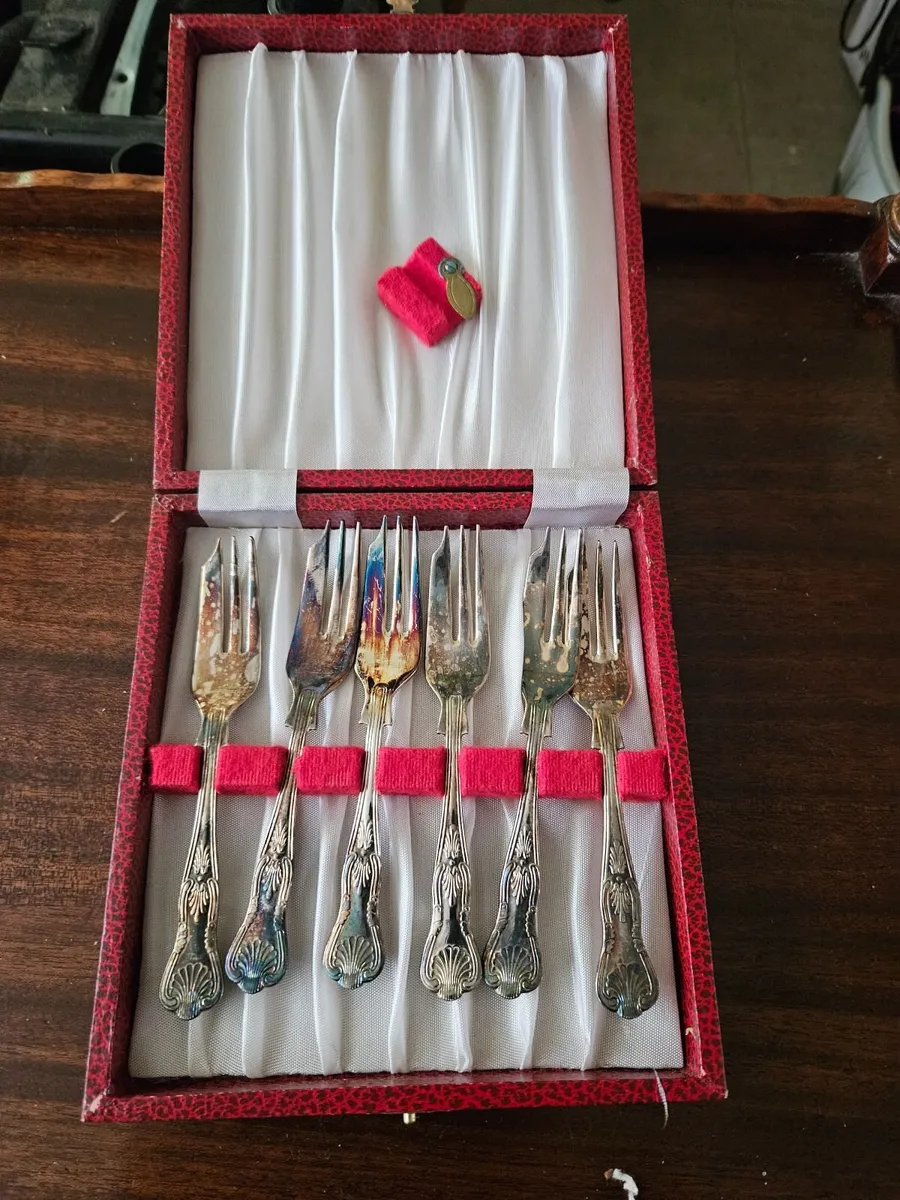 Vintage Antique Sheffield Cake Forks - Image 1