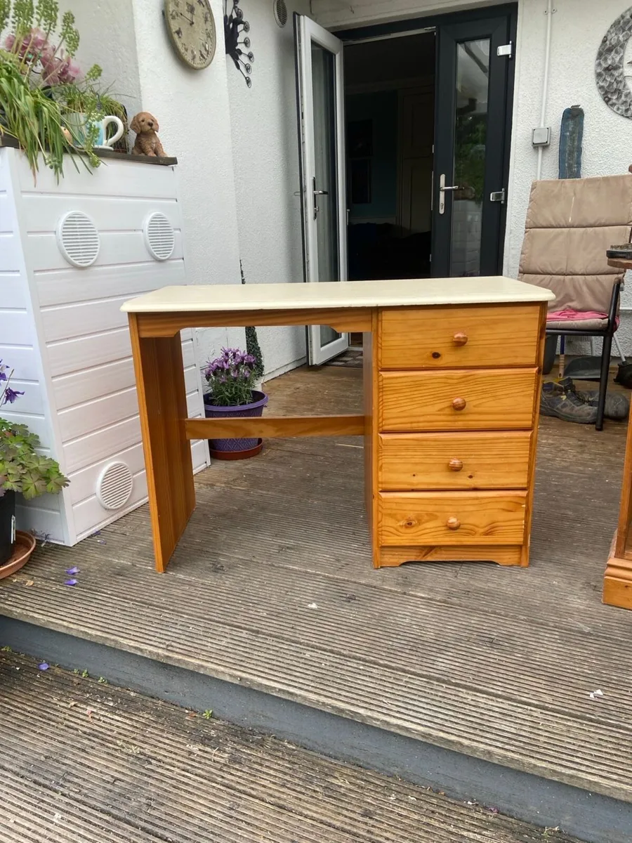 Oak Desk + Office Chair - Image 1