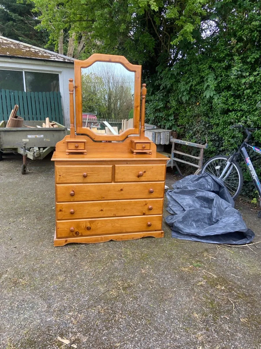 Solid Oak Dressing Table with Mirror