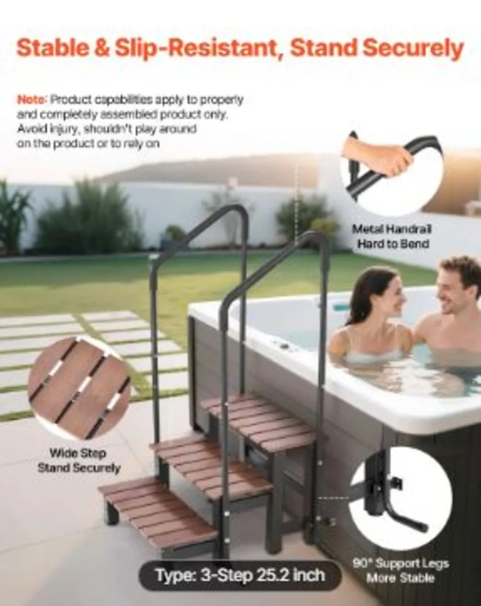 Hot Tub Step with Handrail, 3-Step - Image 2