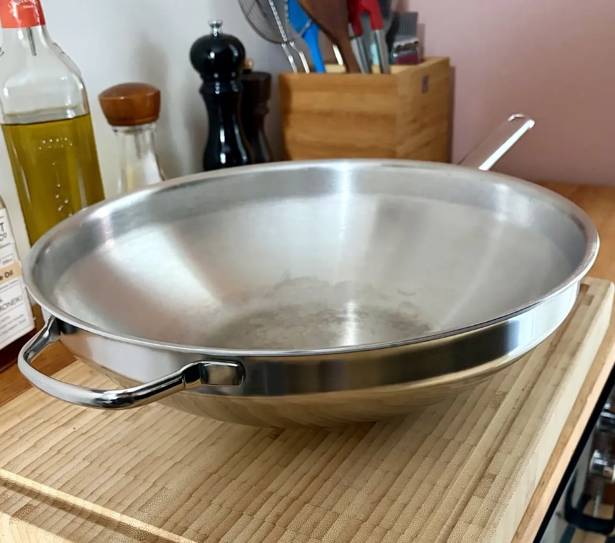 Demeyere 32cm Wok Stainless Steel flat bottom Wok - Image 2