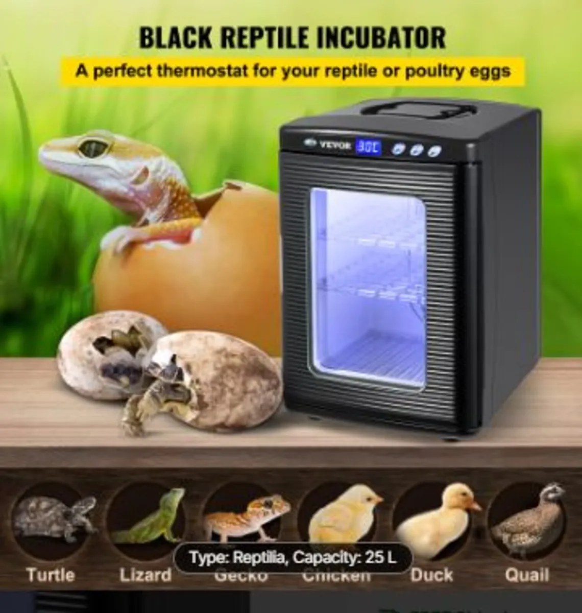 Black Reptile Incubator 25L - Image 2